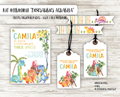 Kit imprimible Dinosaurios acuarela
