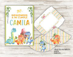 Kit imprimible Dinosaurios acuarela - tienda online