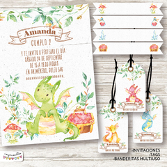 Kit Imprimible Dragones acuarela
