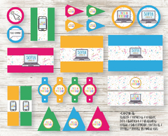 Kit imprimible Fiesta Virtual en internet