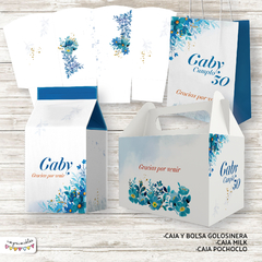 Imagen de Kit imprimible Flores Acuarela en azul