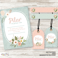 Kit Imprimible Flores Nórdicas en verde