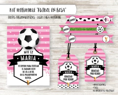 Kit imprimible Futbol en rosa
