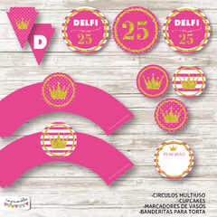 Kit Imprimible Glitter fuccia y oro - comprar online