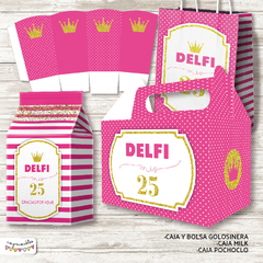 Imagen de Kit Imprimible Glitter fuccia y oro