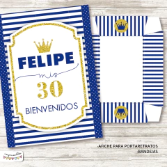 Kit Imprimible Glitter azul y oro - tienda online