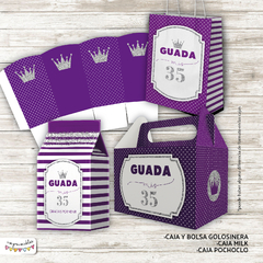 Kit Imprimible Glitter violeta y plata