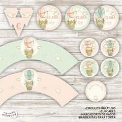 Kit imprimible Globos aerostáticos en rosa - comprar online