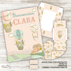 Kit imprimible Globos aerostáticos en rosa - tienda online