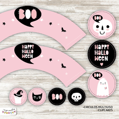 Kit Imprimible Desayuno Halloween rosa - comprar online
