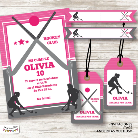 Kit Imprimible Hockey en rosa