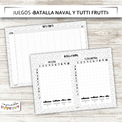 Juegos imprimibles: BATALLA NAVAL Y TUTTI FRUTTI