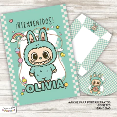 Kit Imprimible Labubu verde menta