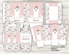 Imagen de Kit imprimible Llama con flores