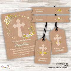 Kit Primera Comunión - Bautismo Manila con flores