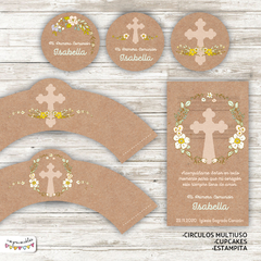 Kit Primera Comunión - Bautismo Manila con flores