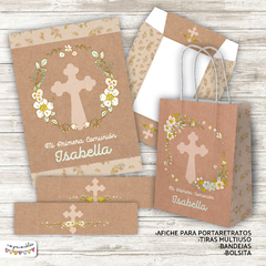 Kit Primera Comunión - Bautismo Manila con flores