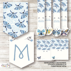 Kit imprimible Mariposas en celeste - Imprimibles