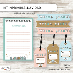 Kit imprimible Navidad tonos pastel