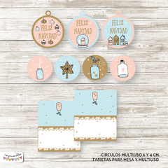 Kit imprimible Navidad tonos pastel - comprar online