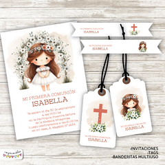 Kit Primera Comunión - Bautismo Nena acuarela 6