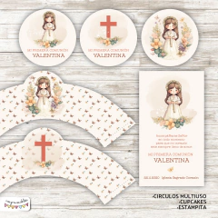 Kit Primera Comunión - Bautismo Nena acuarela 2