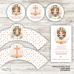 Kit Primera Comunión - Bautismo Nena acuarela 3 - comprar online