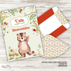 Kit Imprimible Oso Pardo acuarela
