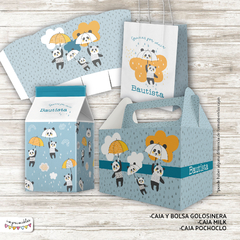 Kit Imprimible Oso Panda con paraguas