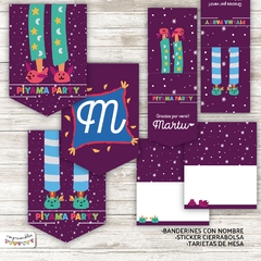Kit Imprimible Piyama party Pantuflas - Imprimibles