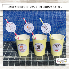 Marcadores de vaso PERROS Y GATOS
