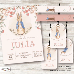 Kit imprimible Peter Rabbit en rosa