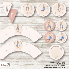 Kit imprimible Peter Rabbit en rosa - comprar online