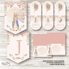 Kit imprimible Peter Rabbit en rosa - Imprimibles