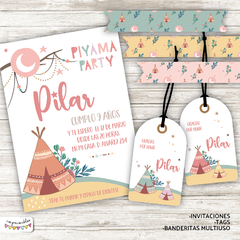 Kit Imprimible Piyama party carpas tipi