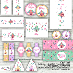 Kit Imprimible Piyama party carpas tipi