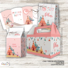 Kit Imprimible Piyama party carpas tipi