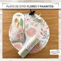 Plato de sitio Flores flores y pajaritos