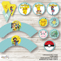 Kit imprimible Pokemon multicolor - comprar online