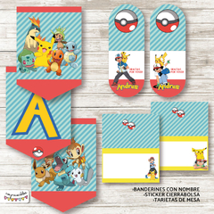 Kit imprimible Pokemon multicolor - Imprimibles