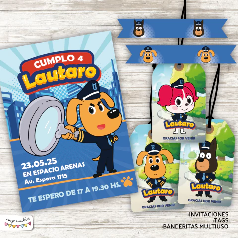 Kit imprimible Sheriff Labrador - comprar online