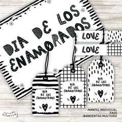 Kit Imprimible Desayuno San Valentín Blanco y Negro