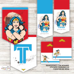 Kit Imprimible Mujer Maravilla acuarela