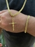 Corrente e pulseira grumet 4mm com pingente cruz dupla