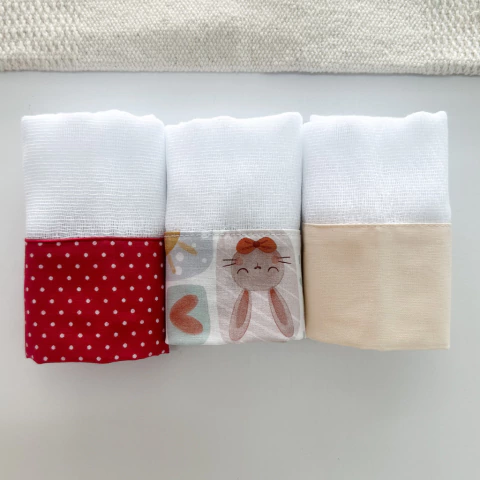 Fraldinhas Trio Boho Baby Fofura Poá