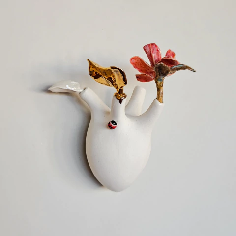 Escultura Coração e a Flor - Rosa - comprar online