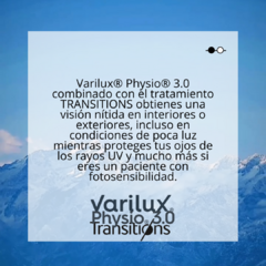 PROGRESIVO VARILUX PHYSIO 3.0 CON TRANSITION Y CRIZAL SAPPHIRE HR - comprar online