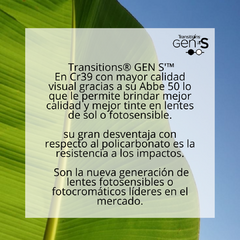 TRANSITIONS GEN S CR39 CON AR CLARITY