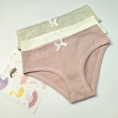 Bombacha Lisa Pre-Teen crudo (pack x 3)