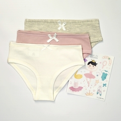 Bombacha Lisa Pre-Teen crudo (pack x 3) - comprar online